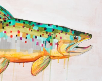 BROWN TROUT- archival ink print of original fish painting