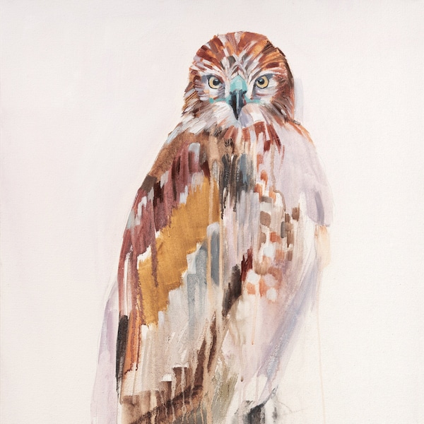 RED-TAILED HAWK, archival ink print of original painting