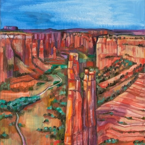 CANYON DE CHELLY, fine art print van Arizona landschap, Spider Rock, Southwest, Navaho, westelijke woestijn schilderen