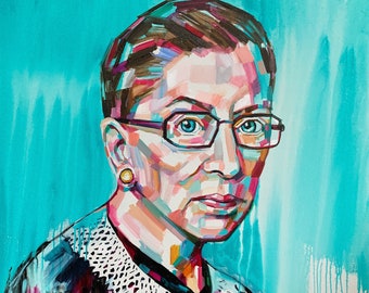 RBG, Ruth Bader Ginsburg, 5% of sales to ACLU, fine art print of original painting, modern portrait, hand signed by Sheila Dunn .