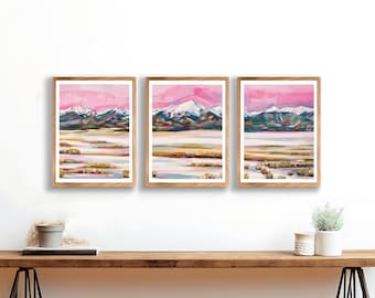 Sangre De Cristo Winter | Paper Prints or Canvas, Triptych Artwork | Print of Original Oil Painting | &quot;Colorado&quot; - Set of 3 Prints or Canvas