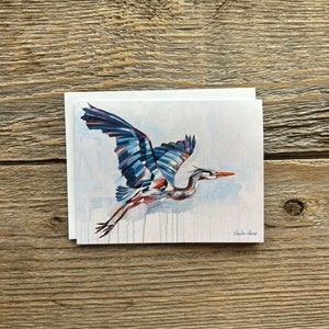 Greeting card of Great Blue Heron painting