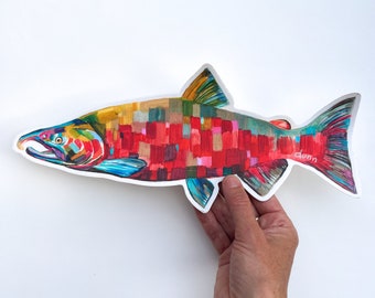 COHO SALMON, vinyl sticker, fish art