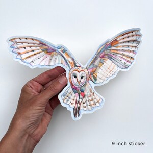 BARN OWL, vinyl sticker of oil painting, waterproof & UV resistant, bird art, decal image 3