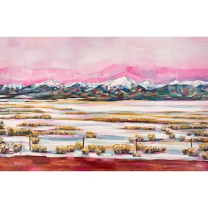Sangre de Cristo Winter: impresión en tinta de archivo de una pintura de paisaje de Colorado, Westcliffe, Montañas Rocosas, firmada a mano, Sheila Dunn Art