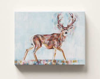 CANVAS WALL ART - Mule Deer archiefinktprint, klaar om op te hangen, galerij uitgerekt