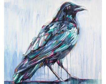 THE MESSENGER | Archival ink print of original oil painting | Sheila Dunn Art | Hand signed & titled | Raven