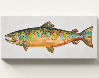 CANVAS WALL ART - Brown Trout archival ink print, ready to hang, gallery stretched