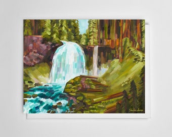 Greeting card of Sahalie Falls painting
