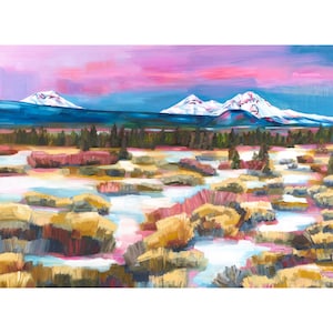 Skyline Forest, archiefinktafdruk van originele landschapsschilderkunst, 5% van de verkoop aan Central Oregon Landwatch, Sheila Dunn Art