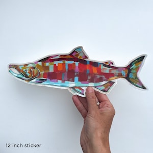 SAUMON ROUGE, autocollant en vinyle, art du poisson