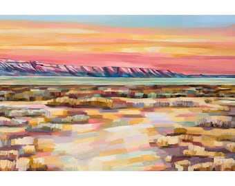 Summer Lake - archival ink print of original eastern Oregon oil painting