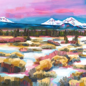 Skyline Forest, archival ink print of original landscape painting, 5% of sales to Central Oregon Landwatch