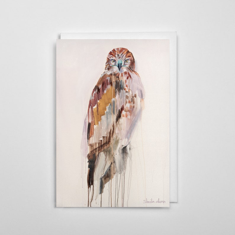 Greeting card of Red-Tailed Hawk painting image 3