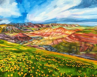 Painted Hills - archival ink print of Oregon landscape painting