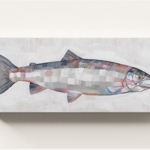 LEINWAND KUNST - Winter Steelhead Forelle archivalischer Tintendruck, fertig zum Aufhängen, Galerie gespannt