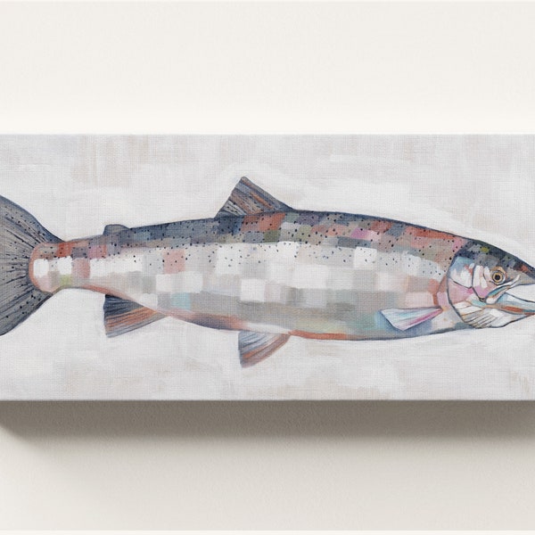 CANVAS WALL ART - Winter Steelhead Forel archief inkt print, klaar om op te hangen, galerij uitgerekt