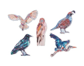 BIRD STICKER 5 PACK, vinyl stickers of oil paintings, mix & match, buy 4 get 1 free