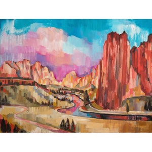 Smith Rock - archival ink print of Central Oregon landscape painting