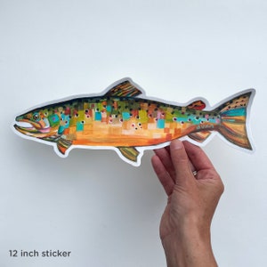 BROWN TROUT 2, vinyl sticker, fish art, decal