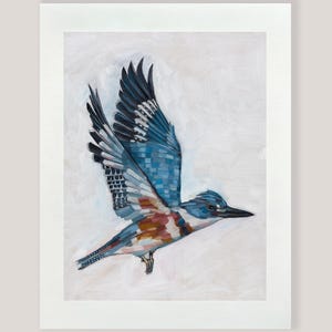 Kingfisher com cinto - impressão de tinta de arquivo da pintura original