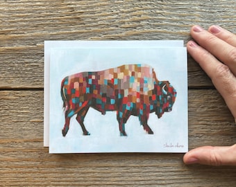 Greeting card of Bend Cider Bison painting
