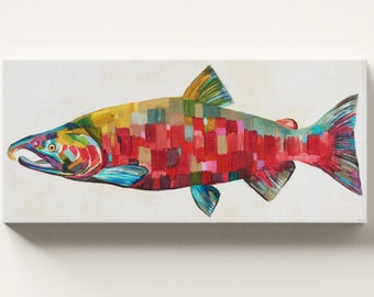 CANVAS WALL ART - Coho Salmon archival ink print, ready to hang, gallery stretched