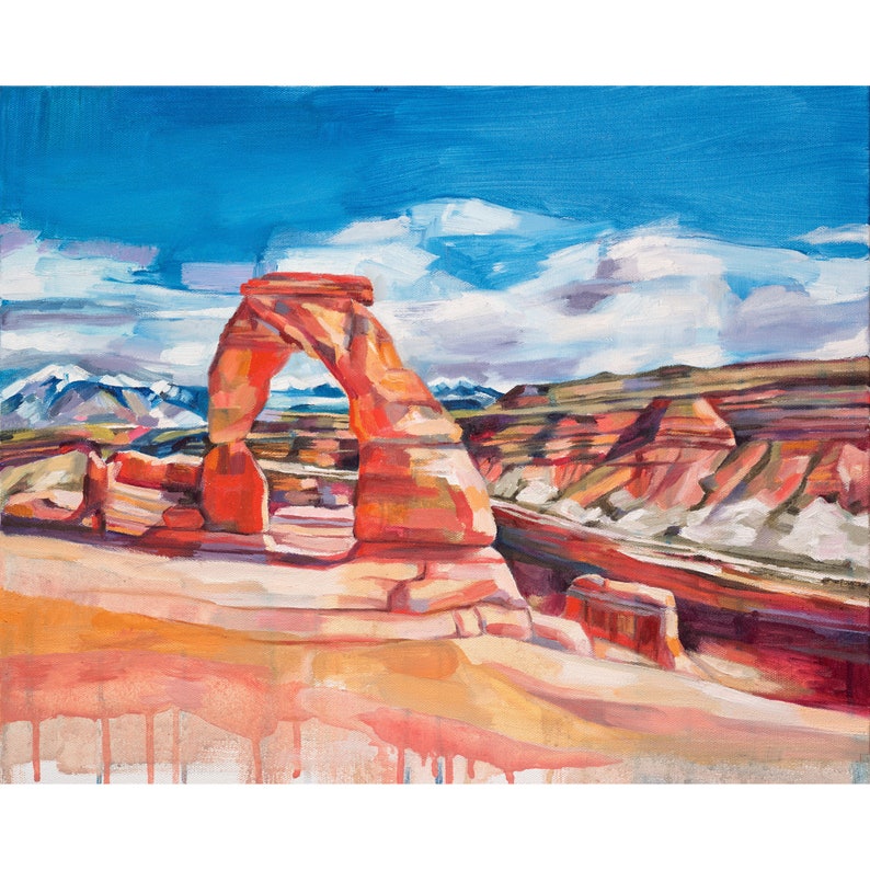 Delicate Arch -archival ink print of Utah landscape oil painting by Sheila Dunn. Fine art print, Arches National Park, hand signed by artist image 2