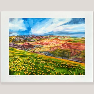 Painted Hills - archival ink print of Oregon landscape painting