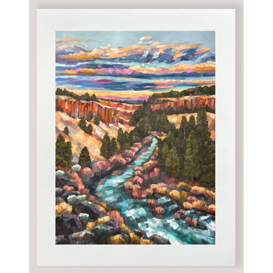Deschutes Canyon - archival ink print of landscape painting by Sheila Dunn, Deschutes River - 17 x 22 Inches