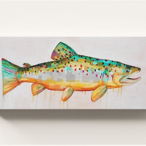CANVAS WALL ART - Brown Trout archival ink print, ready to hang, gallery stretched