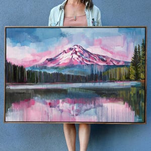 CANVAS WALL ART | Mt Hood archival ink print of original oil painting | Ready to hang | Gallery stretched | Mount Hood Oregon