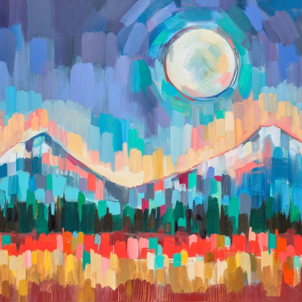 Cascade Moon - archival ink print of original landscape painting