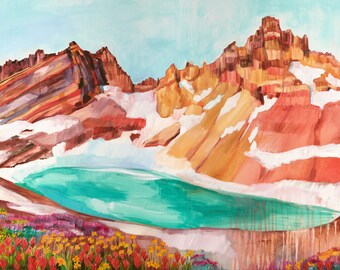 Broken Top - archival ink print of painting of Central Oregon landscape