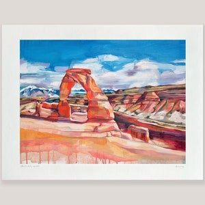 Delicate Arch -archival ink print of Utah landscape oil painting by Sheila Dunn. Fine art print, Arches National Park, hand signed by artist image 1