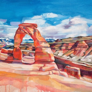 Delicate Arch -archival ink print of Utah landscape oil painting by Sheila Dunn. Fine art print, Arches National Park, hand signed by artist image 3