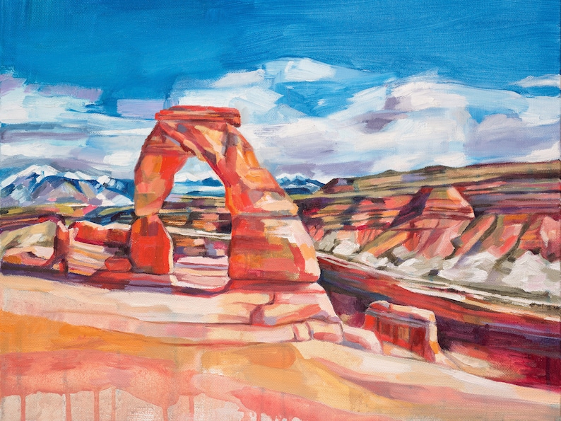Delicate Arch -archival ink print of Utah landscape oil painting by Sheila Dunn. Fine art print, Arches National Park, hand signed by artist image 3