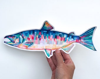 SOCKEYE SALMON 2, vinyl sticker, fish art