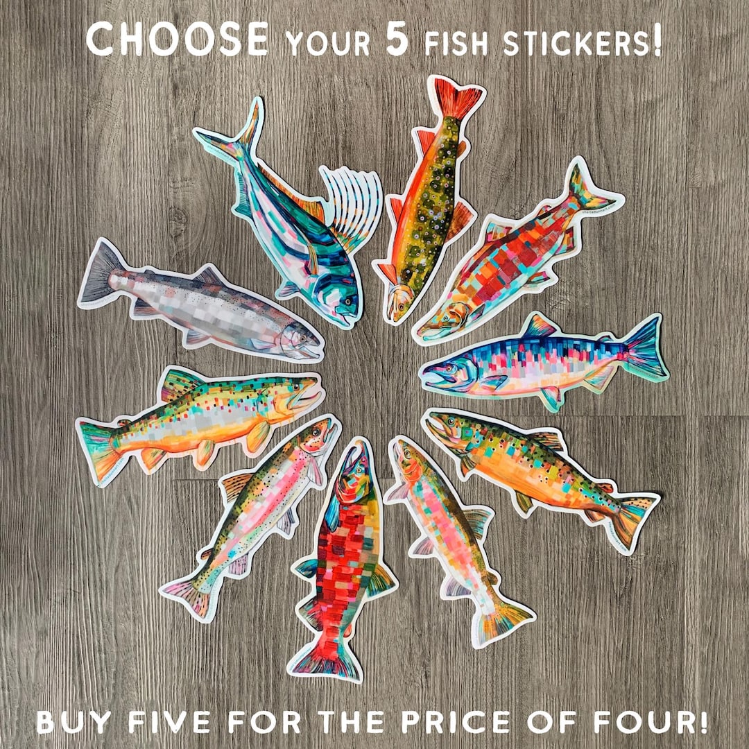 Fish Pot Sticker FISH STICKERS 5 PACK | You Choose the Stickers | Buy 4 Get 1 Free ...