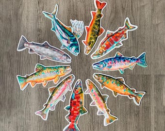 FISH STICKERS 5 PACK | You Choose The Stickers | Buy 4 Get 1 Free | Waterproof - Dishwasher Safe - Uv Resistant | Made in U.S.A