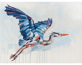 Great Blue Heron - archival ink print of original oil painting