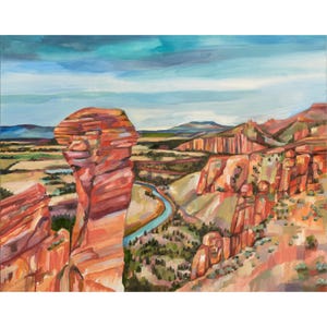Monkey Face, Smith Rock - archiefinktafdruk van origineel olieverfschilderij van Sheila Dunn. Handgesigneerd door kunstenaar. Bend Oregon, schone kunsten