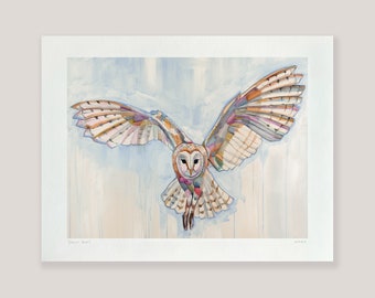 BARN OWL - archival ink print of original oil painting by Sheila Dunn Art, hand signed & titled