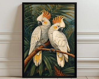 Cockatoo Tropical Bird Wall Art Poster, Aesthetic Parrot Print for Home Décor