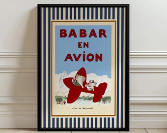 Babar de olifant kwekerij illustratie retro kinderen decor citaat kunst genderneutraal baby muurposter afdrukken