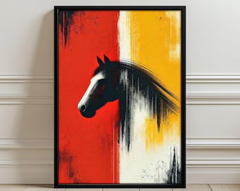 Muurposter abstract paard - moderne abstracte print paarden voor huisdecoratie