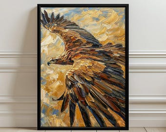 Poster Abstract schilderij adelaar tijdens de vlucht, moderne vogel kunst aan de muur