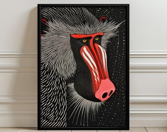 Aesthetic Mandrill Illustration Wall Art Poster Print