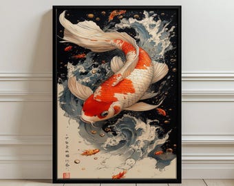 Japanese Koi Fish Aesthetic Wall Art Poster Print