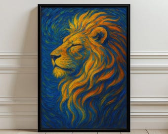 Leeuwportret esthetische muurkunst posterafdruk